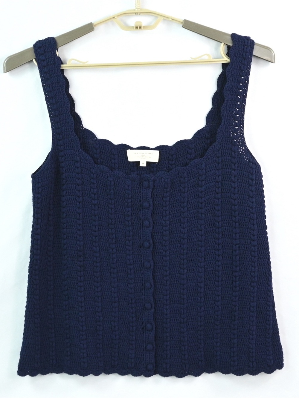 Sézane Navy Knit Top